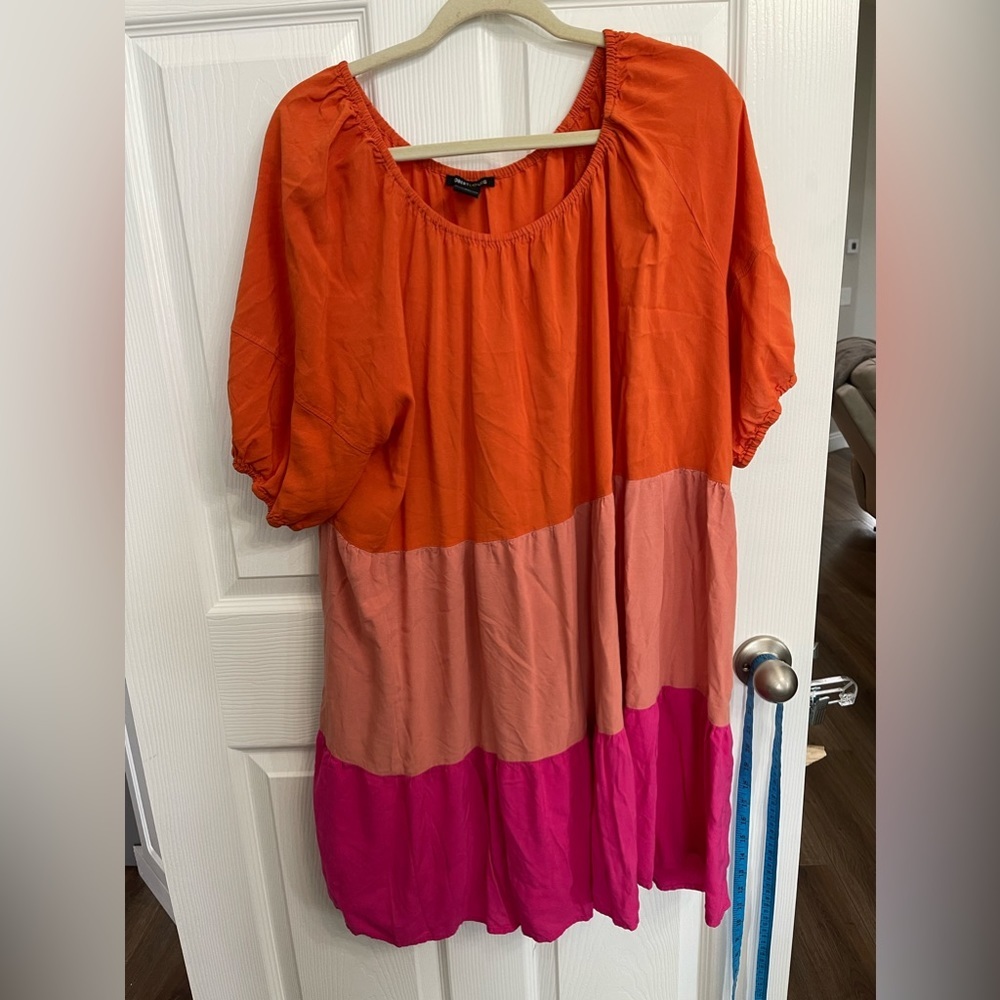 Women's Plus Size 3x Colorblock Robert Louis 3x Pink Orange Dress Tunic Blouse